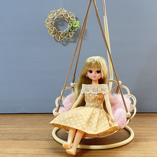 ドール用お花のハンモックチェア(1/6スケール）ピンク おもちゃ・人形