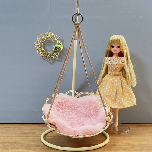 ドール用お花のハンモックチェア(1/6スケール）ピンク おもちゃ・人形