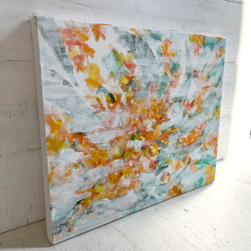 受注制作 ☆原画☆ 春の黄色い花 アクリル画 F3キャンバス 送料無料