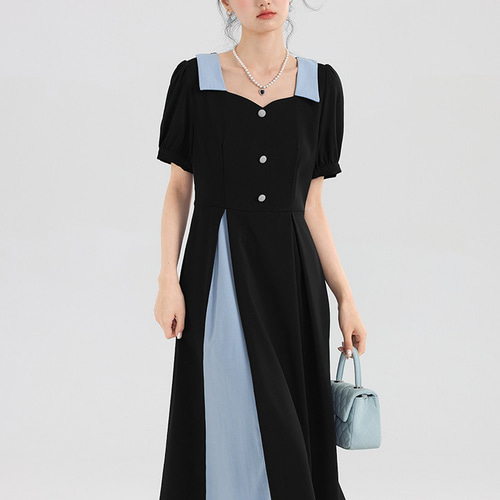 春夏新作レトロモダン綿麻五分袖A字大振りスカート刺繍リネンレトロ