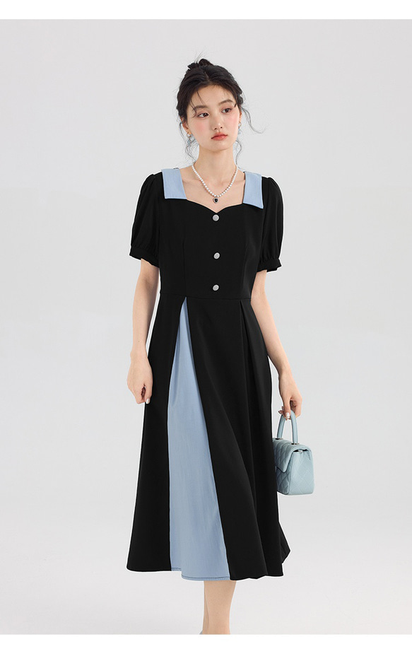 春夏新作レトロモダン綿麻五分袖A字大振りスカート刺繍リネンレトロ