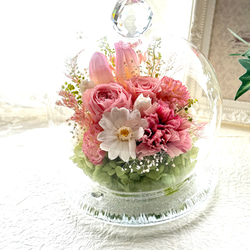 プリザーブドフラワー桜ガラスドームアレンジ ピンク系 結婚新築開店