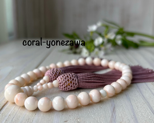 お念珠 水晶 ピンクサンゴ 水晶 お念珠 水晶 ピンクサンゴ 水晶
