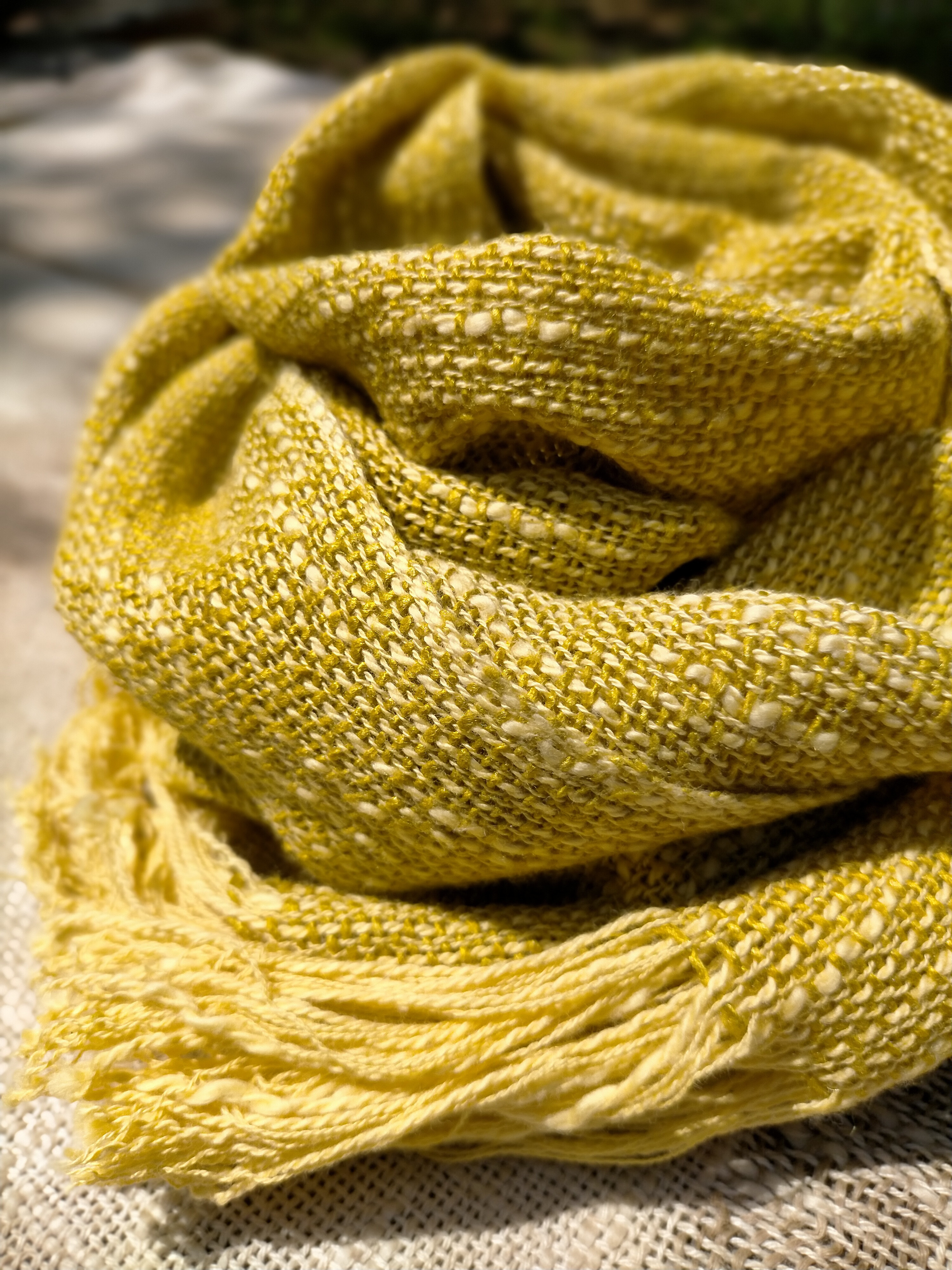 クチナシ染めシルクコットンストール クチナシ染めシルクコットンストール