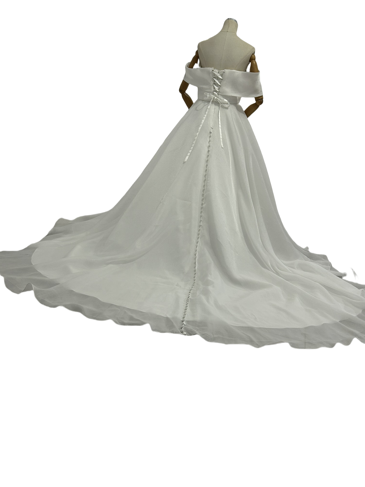 美品！憧れのウエディングドレス Aラインドレス エンパイアライン 上質オーガンジー パーティードレス 前撮り/結婚式