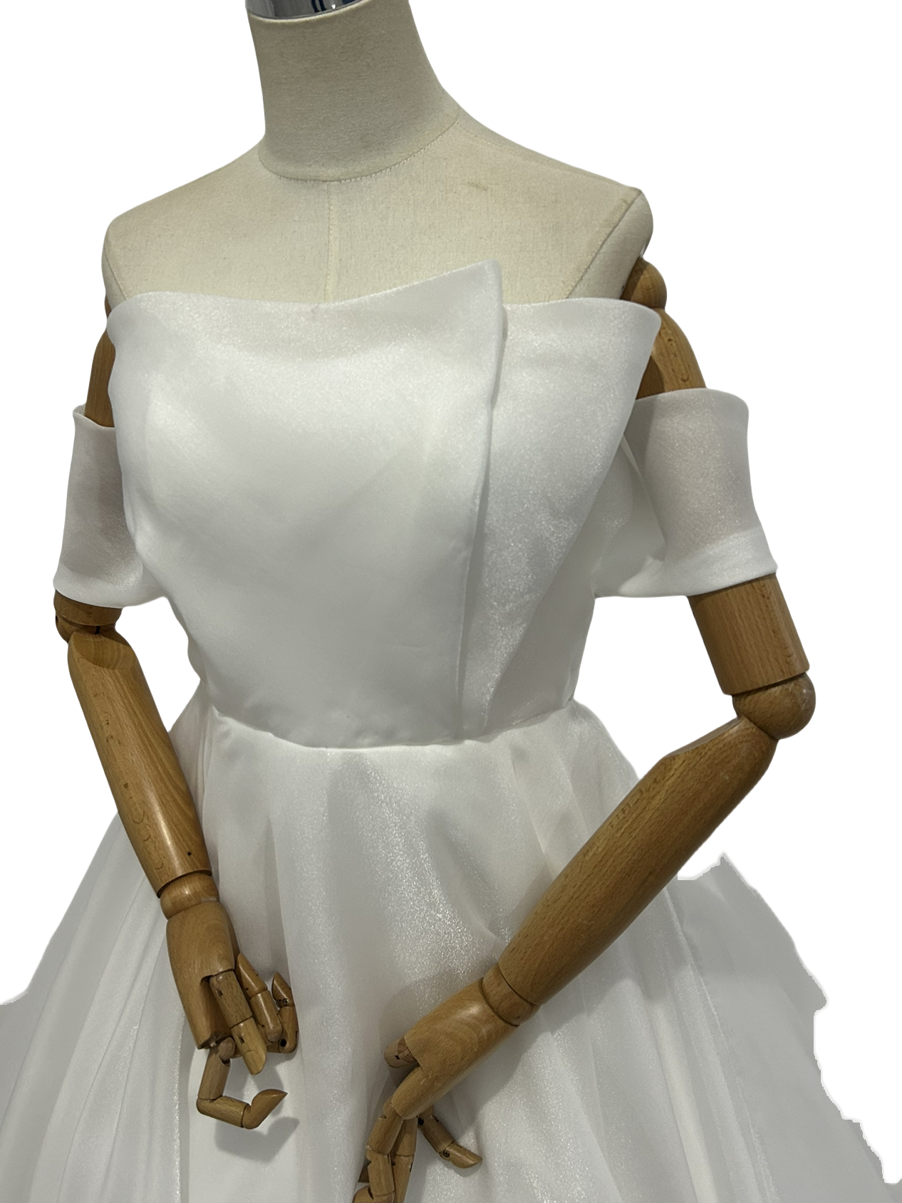 美品！憧れのウエディングドレス Aラインドレス エンパイアライン 上質オーガンジー パーティードレス 前撮り/結婚式