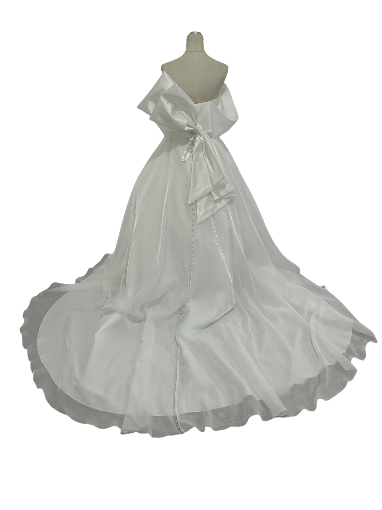 美品！憧れのウエディングドレス Aラインドレス エンパイアライン 上質オーガンジー パーティードレス 前撮り/結婚式