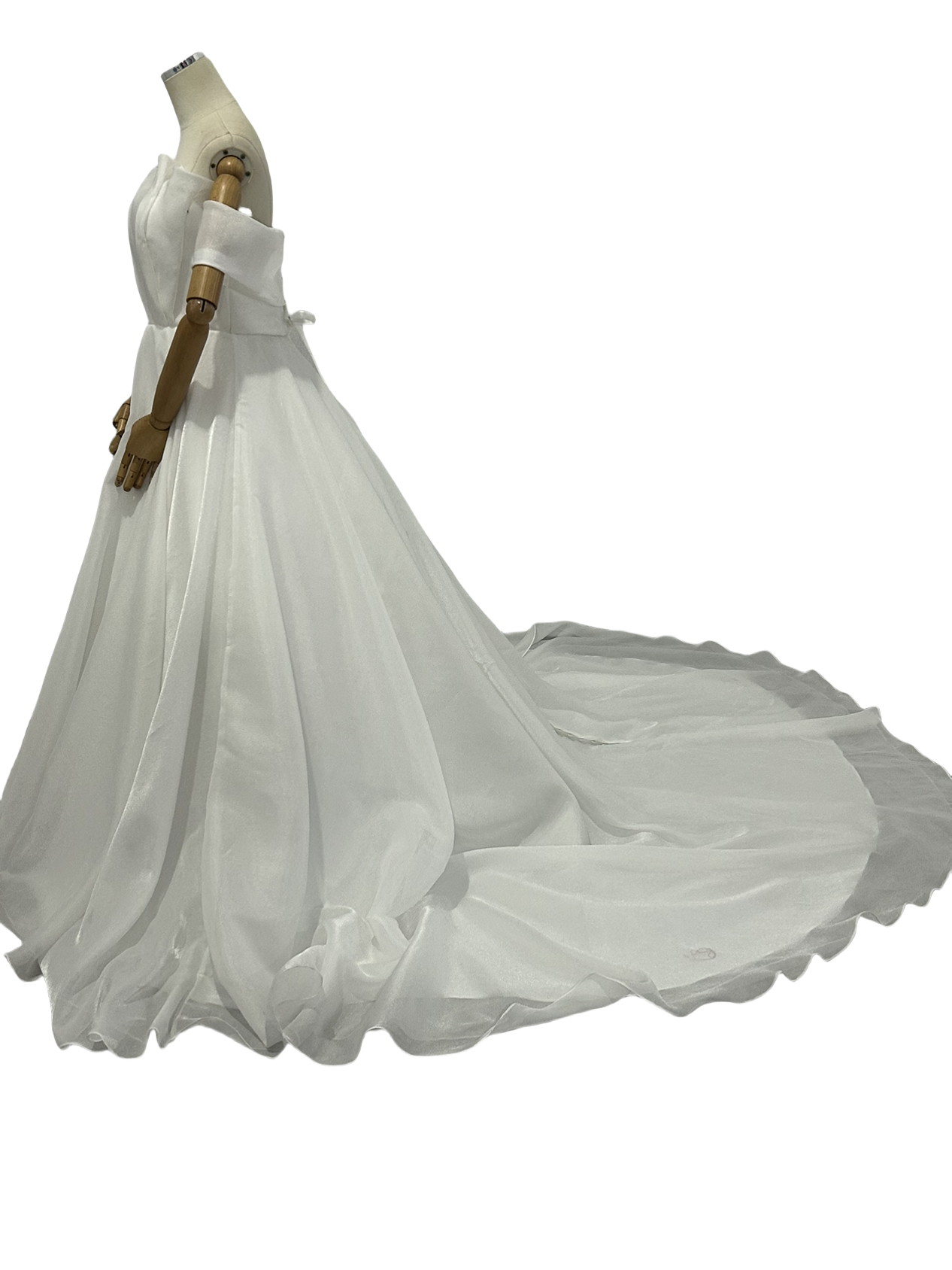 美品！憧れのウエディングドレス Aラインドレス エンパイアライン 上質オーガンジー パーティードレス 前撮り/結婚式