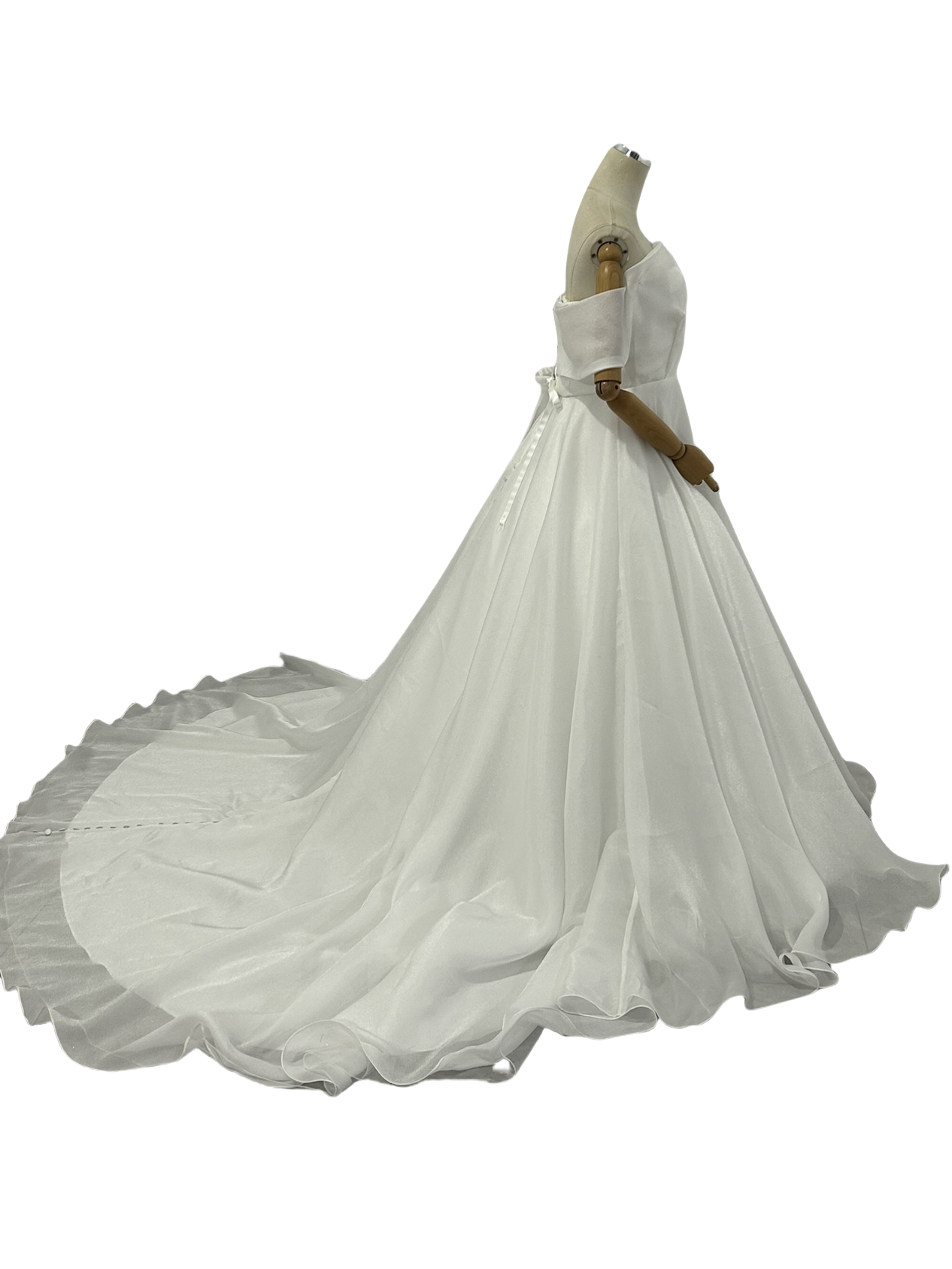 美品！憧れのウエディングドレス Aラインドレス エンパイアライン 上質オーガンジー パーティードレス 前撮り/結婚式