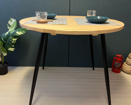 【オーダー】 テーブル 正方形 80cm パイン ウォルナット調 ボルト連結脚 送料無料】 テーブル 丸形 90cm パイン Nt アイアン製ボルト連結脚