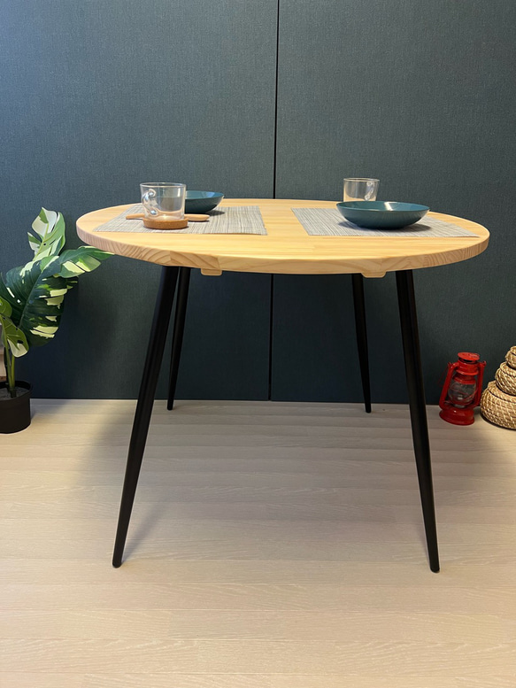【オーダー】 テーブル 正方形 80cm パイン ウォルナット調 ボルト連結脚 送料無料】 テーブル 丸形 90cm パイン Nt アイアン製ボルト連結脚