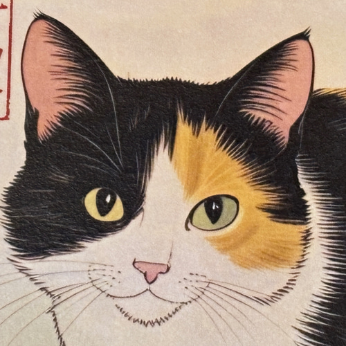 創作浮世絵和紙 若い三毛猫 イラスト 長門屋保寿 通販 19177851