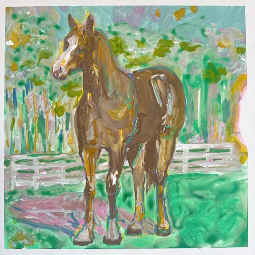 馬の絵 馬の絵画 特価漆絵 駆ける八頭の馬 NH83A : 絵画制作専門
