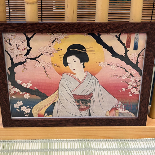 創作浮世絵和紙 白い着物の女性と桜 イラスト 長門屋保寿 通販