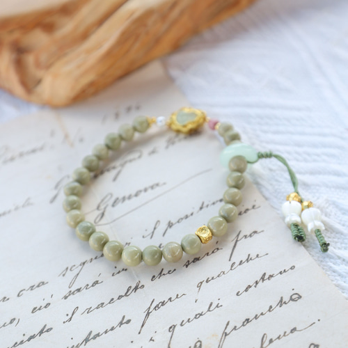 アラシャン蝶々ブレスレット⑩•*¨*•.¸¸♬ 1 アラシャン瑪瑙 蝶 薔薇 リボン 天然石 ブレスレット | ほし