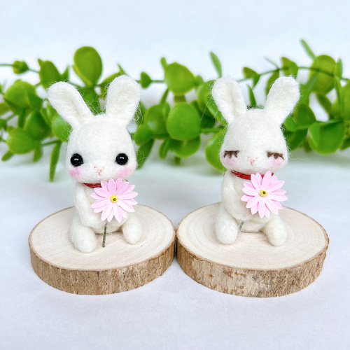 【ひらりん。】羊毛フェルト　うさぎ　壁掛け　干支　お正月 【ひらりん。】羊毛フェルト　うさぎ　壁掛け　干支　お正月