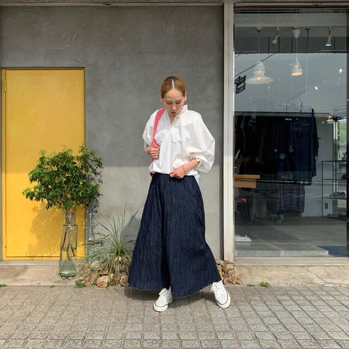 ベイクド・クリンクル・デニムスカート ベイクド・クリンクル・デニムスカート】総丈90cm | RIVER MAIL