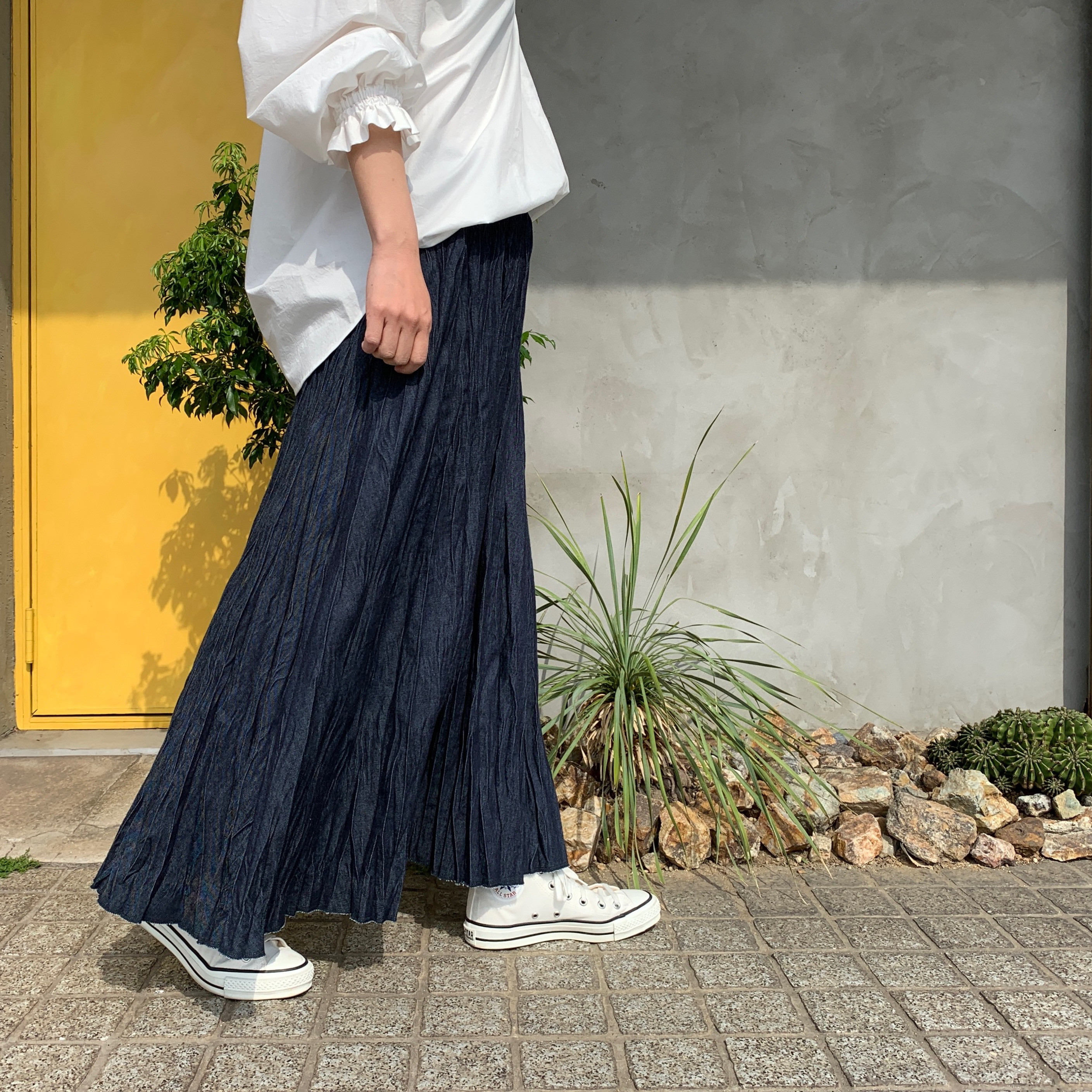ベイクド・クリンクル・デニムスカート】総丈90cm | RIVER MAIL