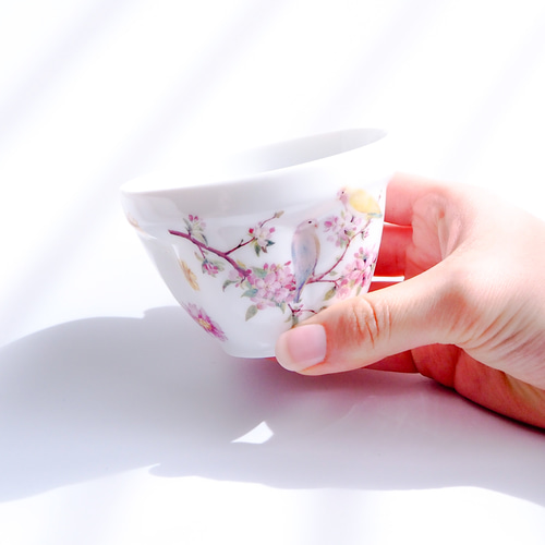 桜と小鳥の湯呑みセット ／ペア カップ ギフト 母の日 プレゼント 花
