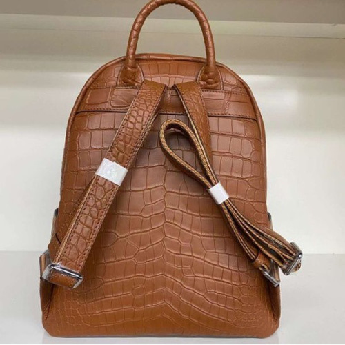 マウロゴヴェルナ リュック リアルクロコダイル マット ワニ革 茶色 A4