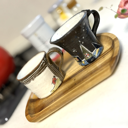 和み窯】※送料無料 コーヒーカップ 深宵(黒)とひだまり(白) マグカップ