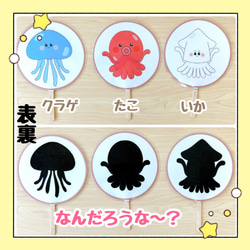 【完成品】ペープサート 海のいきもの シルエットクイズ 保育教材 出し物 誕生会 2枚目の画像