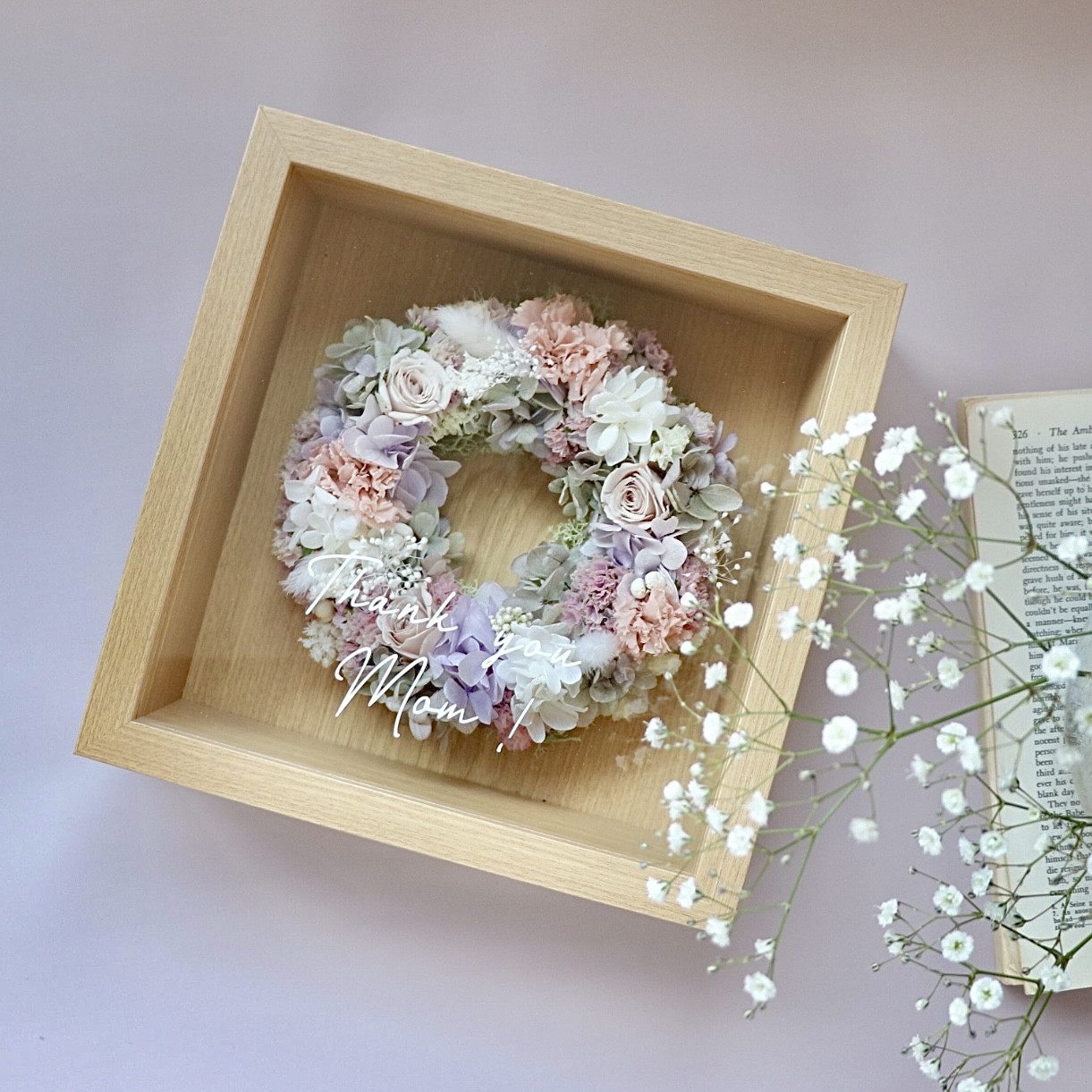 メッセージ入りドライフラワーガラスBOX 【creema限定】春の誕生花2026