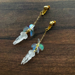 【みきぽん】クラゲイヤリング 片耳用 クラゲ mini 01 ピアス / イヤリング 」ガラス グッズ