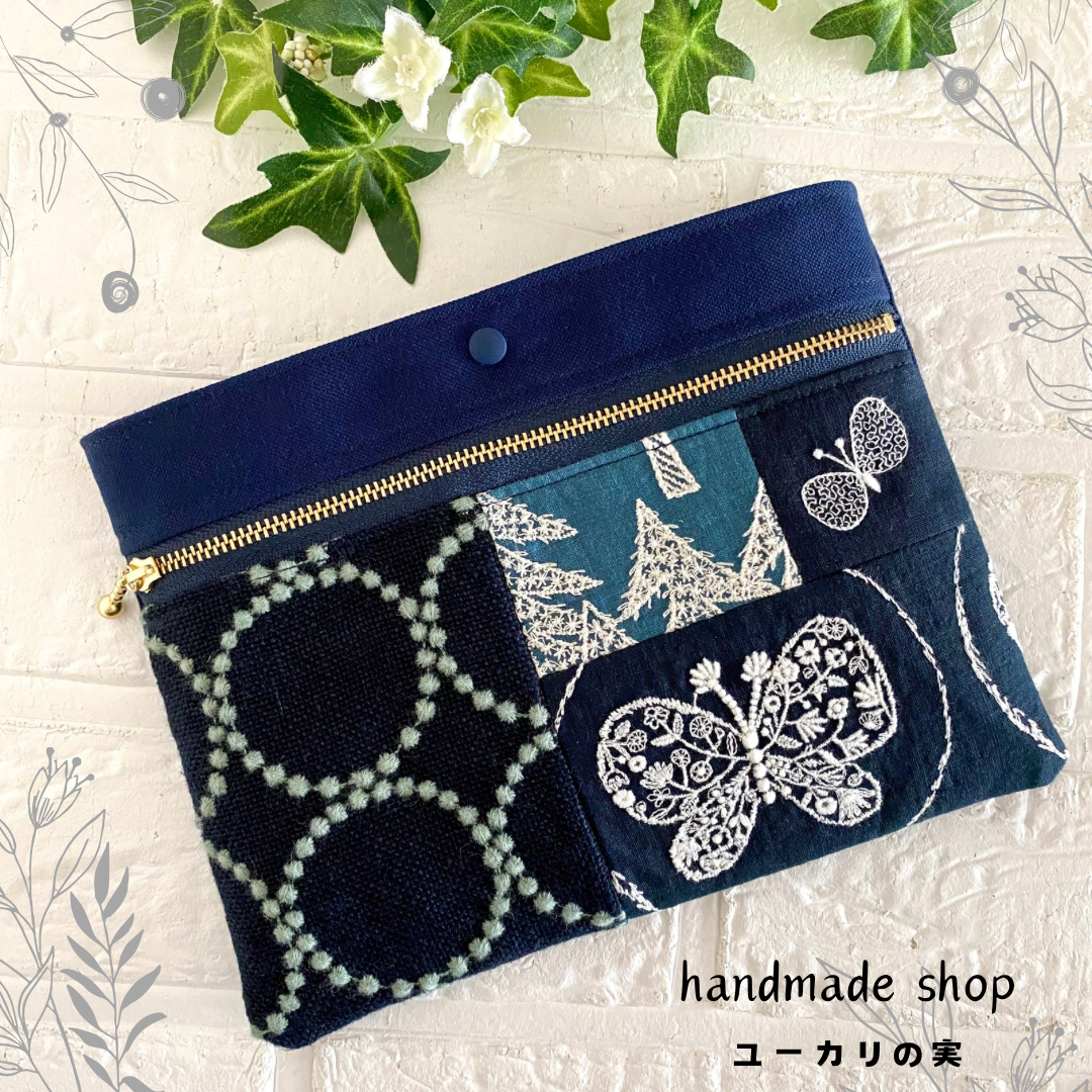 ミナペルホネン　パッチワーク　通帳ポーチ　 minaperhonen