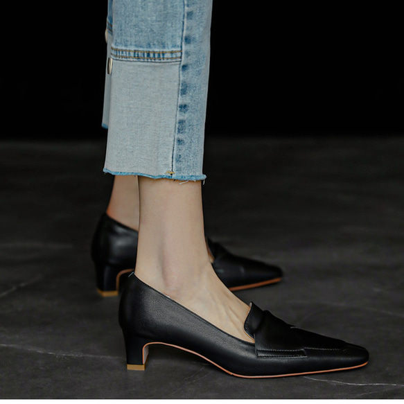 スタイルを瞬時に格上げするヒールの秘密。 ヒールパンプス ローヒール やわここちチャンキーヒールパンプス 跳べる 本革 7枚目の画像