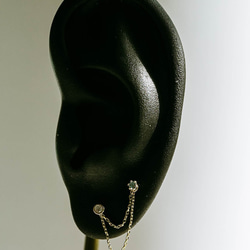 14K金 ゴールドフープリング イヤリング ラブレット ジャケット ピアス ペンダント 鎖 チェーン チャーム 6枚目の画像