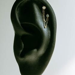 14K金 ゴールドフープリング イヤリング ラブレット ジャケット ピアス ペンダント 鎖 チェーン チャーム 4枚目の画像