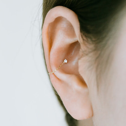 14K金 ゴールドフープリング イヤリング ラブレット ジャケット ピアス ペンダント 鎖 チェーン チャーム 2枚目の画像