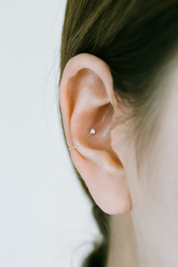 14K金 ゴールドフープリング イヤリング ラブレット ジャケット ピアス ペンダント 鎖 チェーン チャーム 2枚目の画像