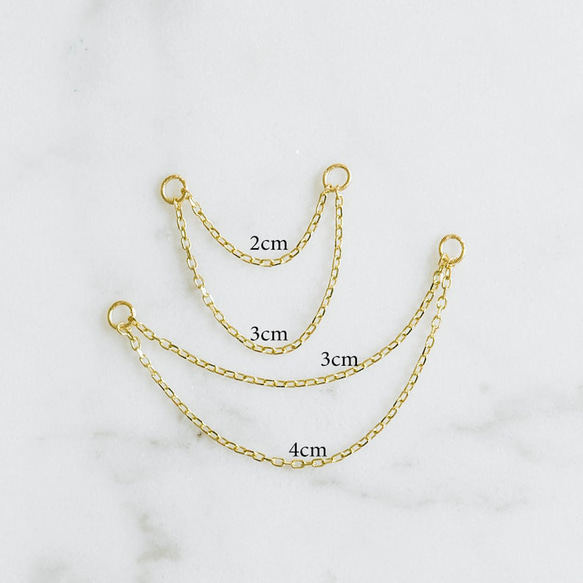 14K金 ゴールドフープリング イヤリング ラブレット ジャケット ピアス ペンダント 鎖 チェーン チャーム 8枚目の画像