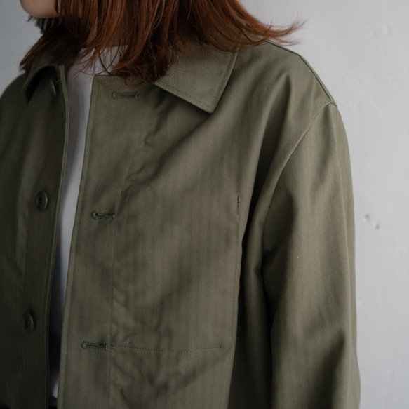 cotton herringbone coverall jacket/olive drab 4枚目の画像