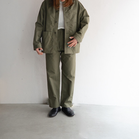 cotton herringbone coverall jacket/olive drab 6枚目の画像