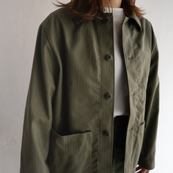 cotton herringbone coverall jacket/olive drab 2枚目の画像