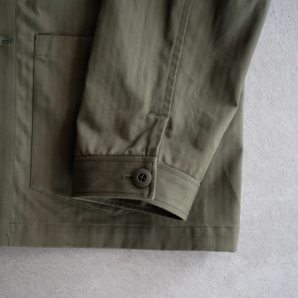 cotton herringbone coverall jacket/olive drab 11枚目の画像