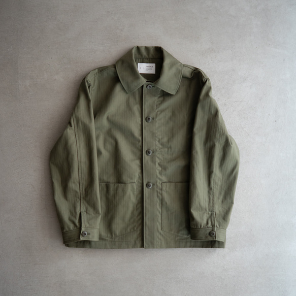 cotton herringbone coverall jacket/olive drab 5枚目の画像