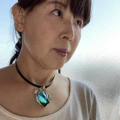 アンダラクリスタル【レムリアの海ペンダント】14kgfワイヤー