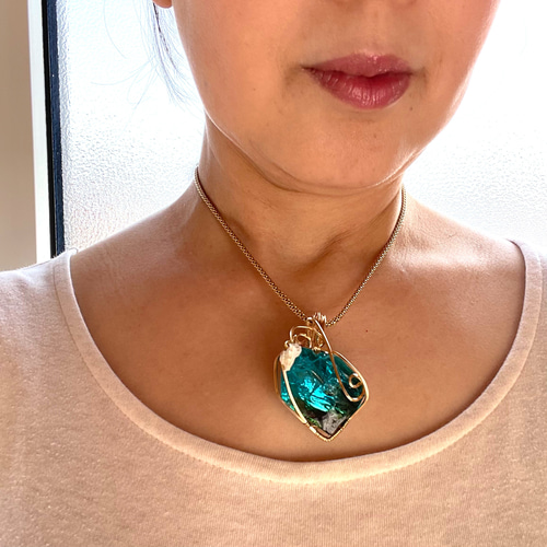 アンダラクリスタル【レムリアの海ペンダント】14kgfワイヤー