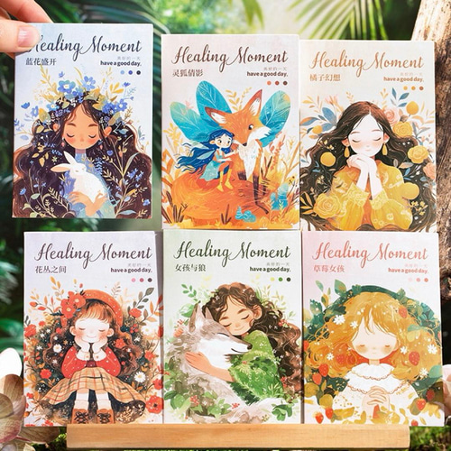 コラージュ 素材 6種 癒しの森 ステッカー PET 人物 動物 まとめ売り