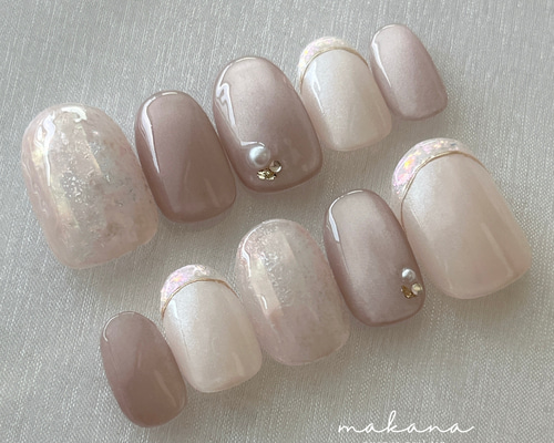 ほんのりピンクのフレンチネイル ネイルチップ ブライダル 結婚式 成人