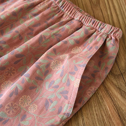 パジャマ夏春秋半袖上下セットレディース綿100%先染め7分パンツ 11枚目の画像