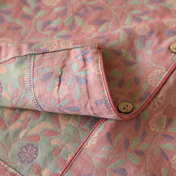 パジャマ夏春秋半袖上下セットレディース綿100%先染め7分パンツ 6枚目の画像