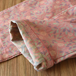 パジャマ夏春秋半袖上下セットレディース綿100%先染め7分パンツ 14枚目の画像