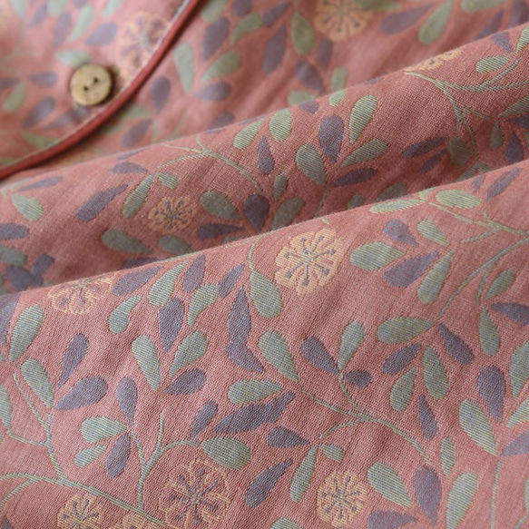 パジャマ夏春秋半袖上下セットレディース綿100%先染め7分パンツ 5枚目の画像