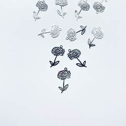 【6個】透かしメタルチャーム＊花＊シルバー 3枚目の画像