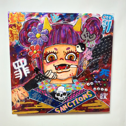 Killer Bear【F0号】現代アート,イラスト,絵画 ✡2024年製作✡】Killer Bear(キラーベアー)【F0号】現代アート